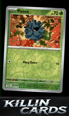 Reverse Holofoil Pineco 004/182 Pokemon Common SV10: Destined Rivals Card NM