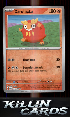 Reverse Holofoil Darumaka 034/197 Pokemon Common SV03: Obsidian Flames Card NM