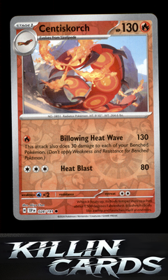 Reverse Holofoil Centiskorch 028/191 Pokemon Common SV08: Surging Sparks Card NM