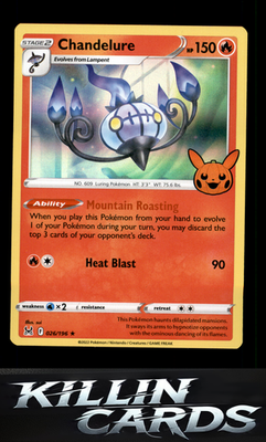 Chandelure 026/196 Pokemon Holo Rare Trick or Trade BOOster Bundle 2023 Card NM