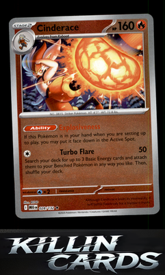 Reverse Holofoil Cinderace 028/132 Pokemon Rare ME01: Mega Evolution Card NM