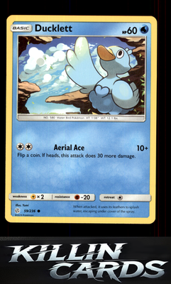 Ducklett 59/236 Pokemon Common SM - Cosmic Eclipse Card NM