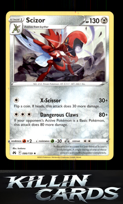 Scizor 086/159 Pokemon Rare SWSH: Crown Zenith Card NM
