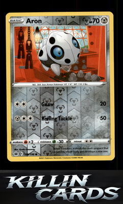 Reverse Holofoil Aron 109/198 Pokemon Common SWSH06: Chilling Reign Card NM