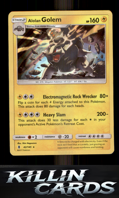Alolan Golem 42/145 Pokemon Holo Rare SM - Guardians Rising Card NM