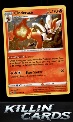 Cinderace (034) 034/202 Pokemon Holo Rare SWSH01: Sword & Shield Base Set Card N