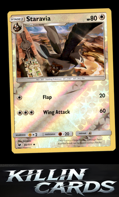 Reverse Holofoil Staravia 82/111 Pokemon Uncommon SM - Crimson Invasion Card NM