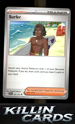 Surfer - 187/191 187/191 Pokemon Uncommon SV08: Surging Sparks Card NM