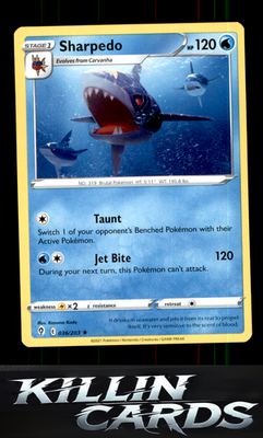 Sharpedo 036/203 Pokemon Rare SWSH07: Evolving Skies Card NM