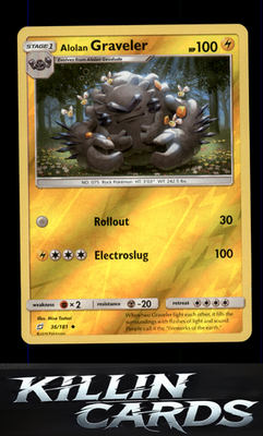 Reverse Holofoil Alolan Graveler 36/181 Pokemon Uncommon SM - Team Up Card NM