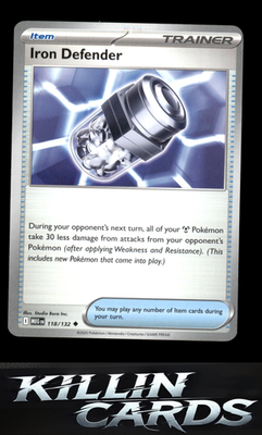 Iron Defender 118/132 Pokemon Uncommon ME01: Mega Evolution Card NM