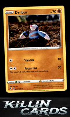Drilbur 091/185 Pokemon Common SWSH04: Vivid Voltage Card LP