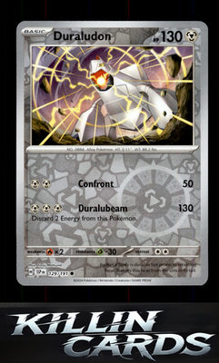 Reverse Holofoil Duraludon 129/191 Pokemon Common SV08: Surging Sparks Card NM