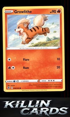 Growlithe 019/195 Pokemon Common SWSH12: Silver Tempest Card NM