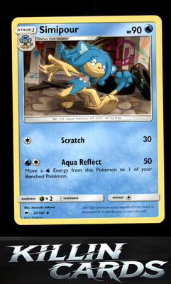 Simipour 37/147 Pokemon Uncommon SM - Burning Shadows Card NM