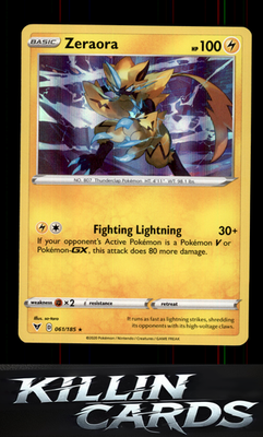 Zeraora 061/185 Pokemon Holo Rare SWSH04: Vivid Voltage Card NM