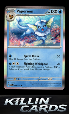 Vaporeon 134/165 Pokemon Rare SV: Scarlet & Violet 151 Card NM