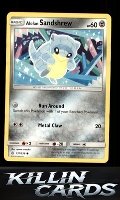 Alolan Sandshrew 137/236 Pokemon Common SM - Cosmic Eclipse Card NM