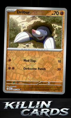 Reverse Holofoil Drilbur 045/086 Pokemon Common SV: Black Bolt Card NM