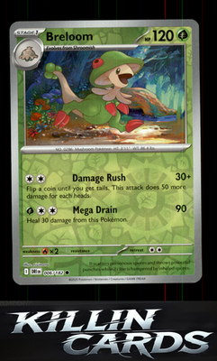 Reverse Holofoil Breloom 006/182 Pokemon Common SV10: Destined Rivals Card NM