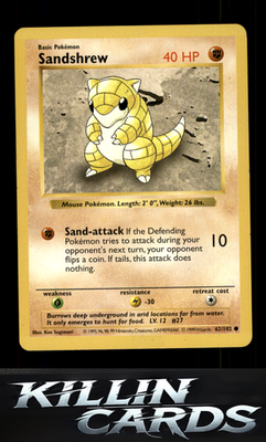 Sandshrew 062/102 Pokemon Common Base Set (Shadowless) Card LP