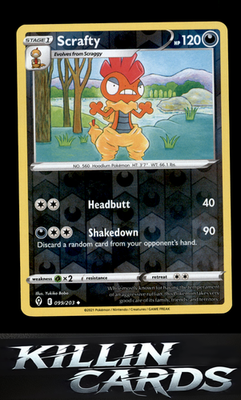 Reverse Holofoil Scrafty 099/203 Pokemon Uncommon SWSH07: Evolving Skies Card NM
