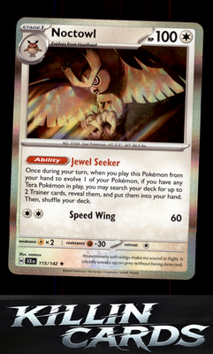 Noctowl 115/142 Pokemon Rare SV07: Stellar Crown Card NM