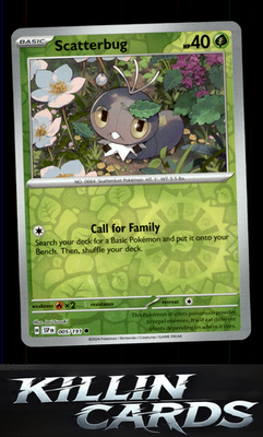 Reverse Holofoil Scatterbug 005/191 Pokemon Common SV08: Surging Sparks Card NM
