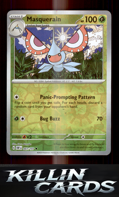 Reverse Holofoil Masquerain 007/197 Pokemon Uncommon SV03: Obsidian Flames Card