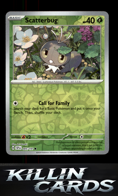 Reverse Holofoil Scatterbug 005/191 Pokemon Common SV08: Surging Sparks Card NM