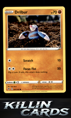 Drilbur 091/185 Pokemon Common SWSH04: Vivid Voltage Card NM