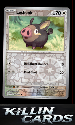 Reverse Holofoil Lechonk - 182/197 182/197 Pokemon Common SV03: Obsidian Flames