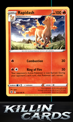 Rapidash 022/189 Pokemon Rare SWSH10: Astral Radiance Card LP