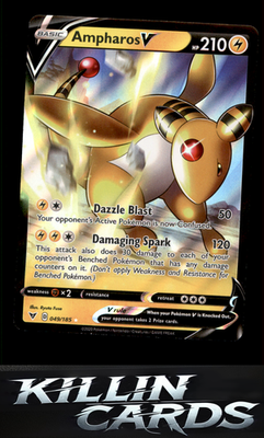 Ampharos V 049/185 Pokemon Ultra Rare SWSH04: Vivid Voltage Card NM
