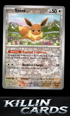 Reverse Holofoil Eevee 074/131 Pokemon Common SV: Prismatic Evolutions Card NM