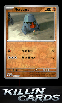 Reverse Holofoil Nosepass 097/182 Pokemon Common SV10: Destined Rivals Card NM