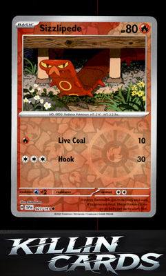 Reverse Holofoil Sizzlipede 027/191 Pokemon Common SV08: Surging Sparks Card NM