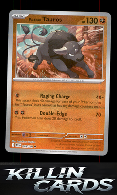 Reverse Holofoil Paldean Tauros 048/094 Pokemon Uncommon ME02: Phantasmal Flames