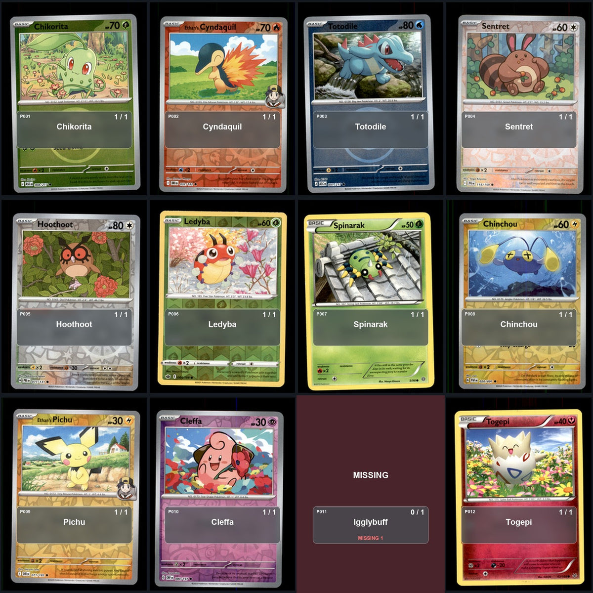 Pokemon TCG Generation 2 Johto Pokemon Pokedex Set 98 Cards Collection