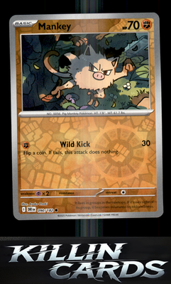 Reverse Holofoil Mankey 090/182 Pokemon Common SV10: Destined Rivals Card NM