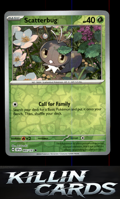 Reverse Holofoil Scatterbug 005/191 Pokemon Common SV08: Surging Sparks Card NM