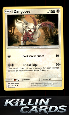 Zangoose 173/236 Pokemon Uncommon SM - Cosmic Eclipse Card NM