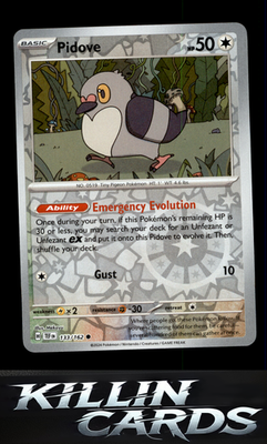 Reverse Holofoil Pidove 133/162 Pokemon Common SV05: Temporal Forces Card NM