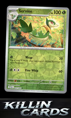 Reverse Holofoil Servine 002/086 Pokemon Common SV: Black Bolt Card NM