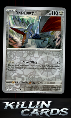 Reverse Holofoil Skarmory - 124/191 124/191 Pokemon Common SV08: Surging Sparks