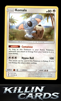 Komala 114/145 Pokemon Uncommon SM - Guardians Rising Card LP