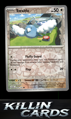 Reverse Holofoil Swablu 169/197 Pokemon Common SV03: Obsidian Flames Card NM