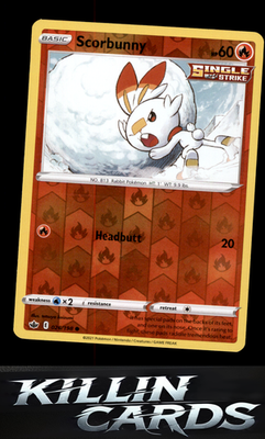 Reverse Holofoil Scorbunny 026/198 Pokemon Common SWSH06: Chilling Reign Card NM