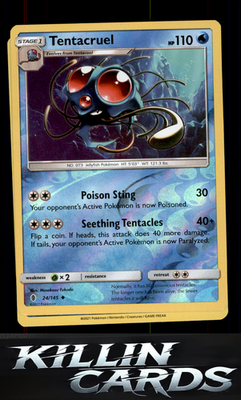 Reverse Holofoil Tentacruel 24/145 Pokemon Uncommon SM - Guardians Rising Card N