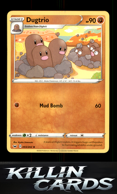 Dugtrio 093/202 Pokemon Uncommon SWSH01: Sword & Shield Base Set Card NM